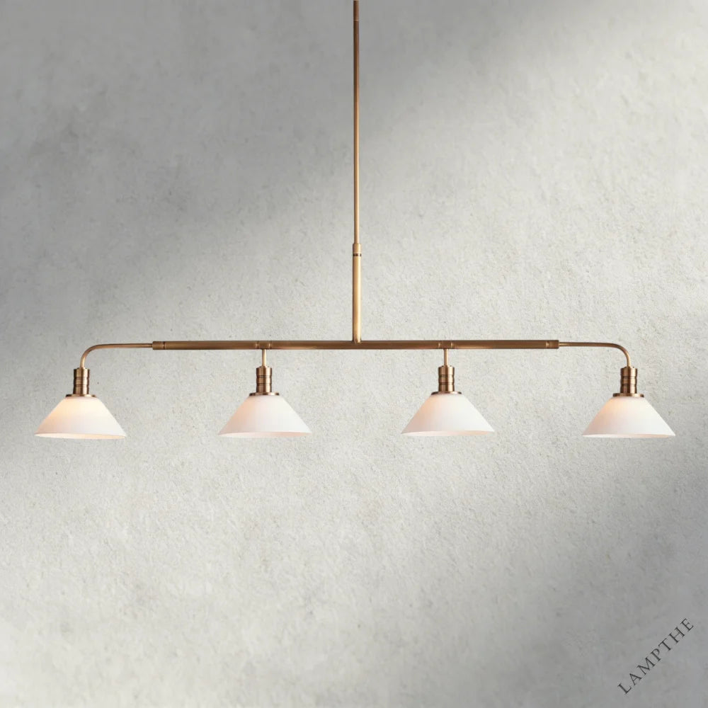 Brass / 50" / Milk Theron Linear Chandelier 50", 60"