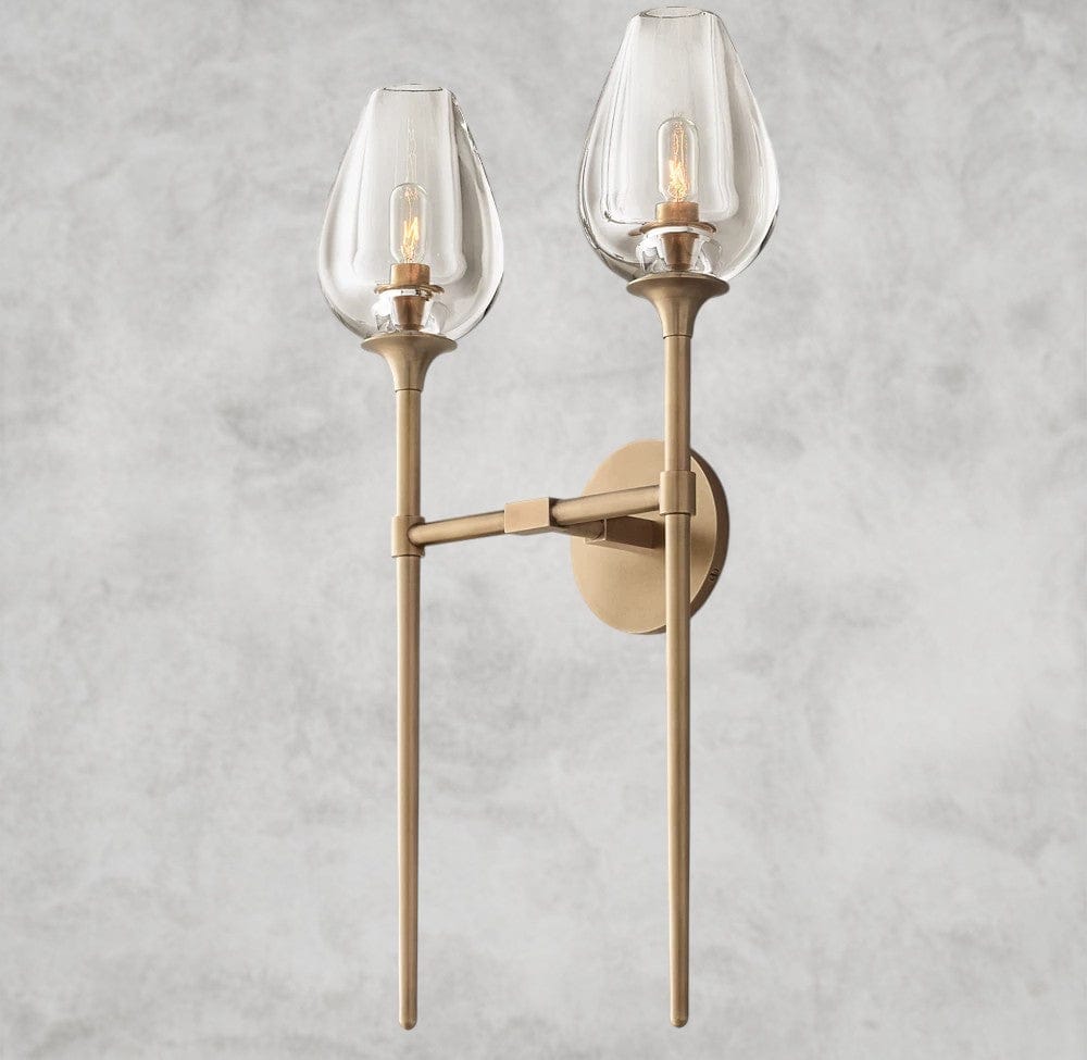Brass TULIP DOUBLE SCONCE