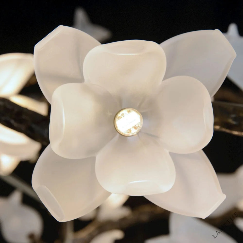 Tulip Glass Bronze Oblong Nineteen-Light Chandelier