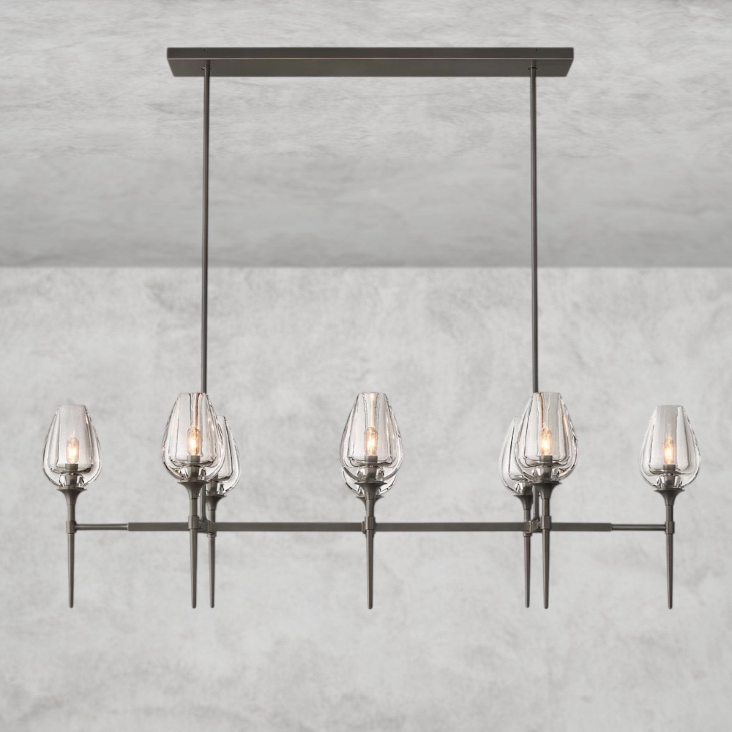 52" / Bronze Tulip Linear Chandelier 52", 65"