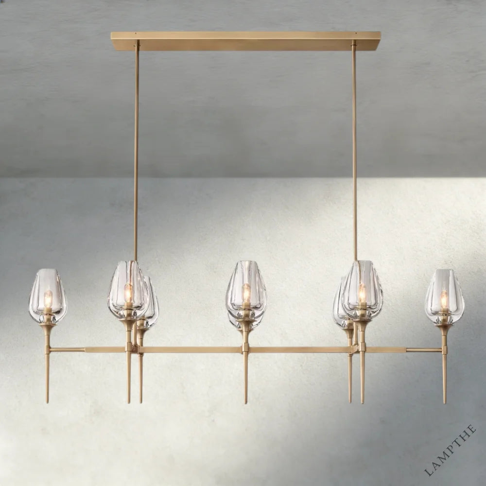52" / Brass Tulip Linear Chandelier 52", 65"