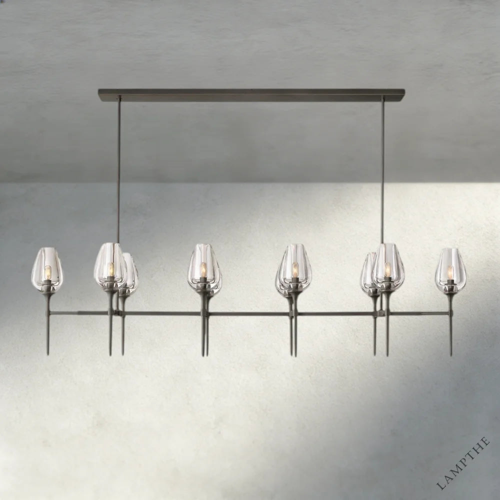65" / Bronze Tulip Linear Chandelier 52", 65"
