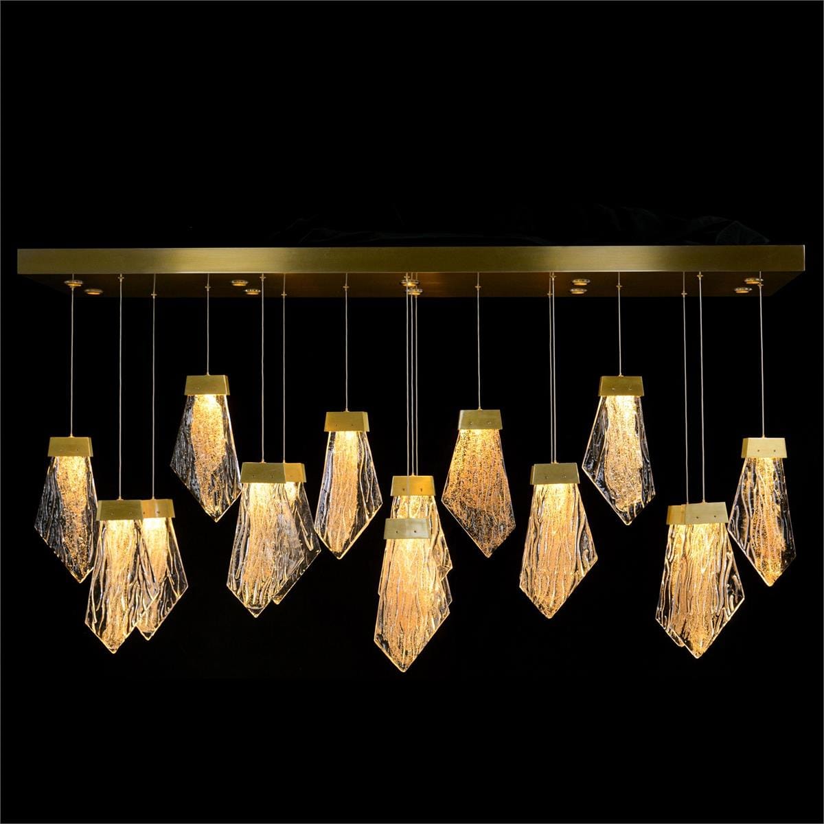 Twenty-Seven-Light Horizontal Chandelier, Brass
