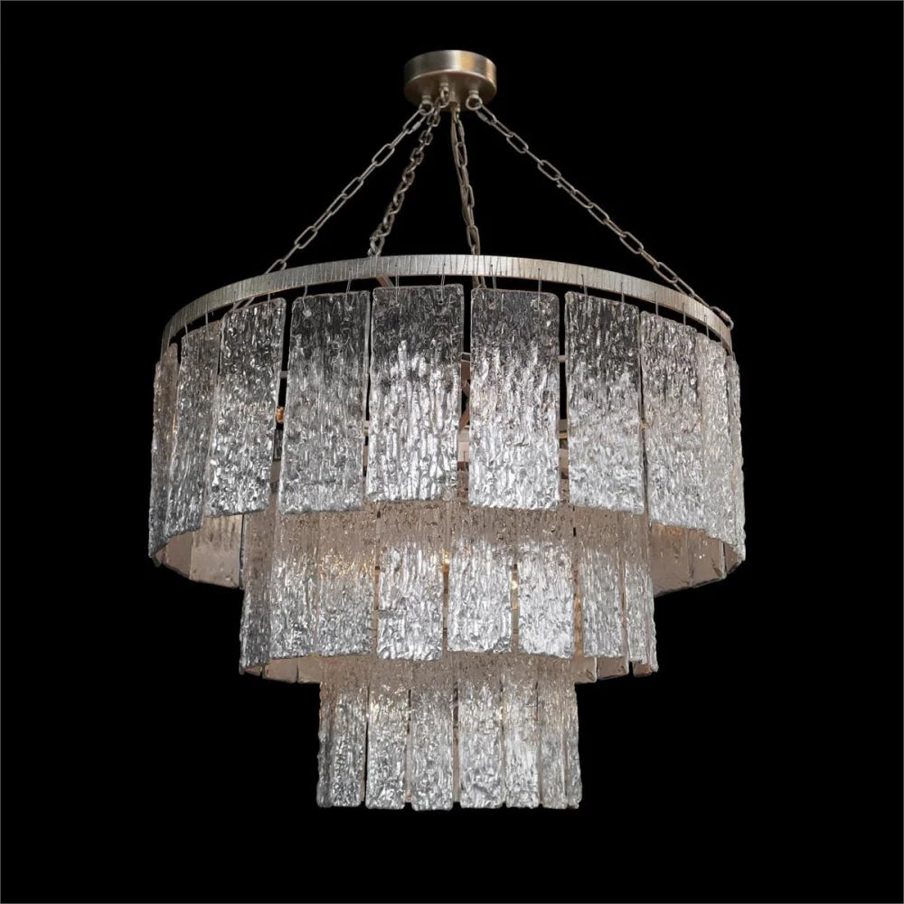 Twilight Sixteen-Light Slumped Glass Chandelier, Silver