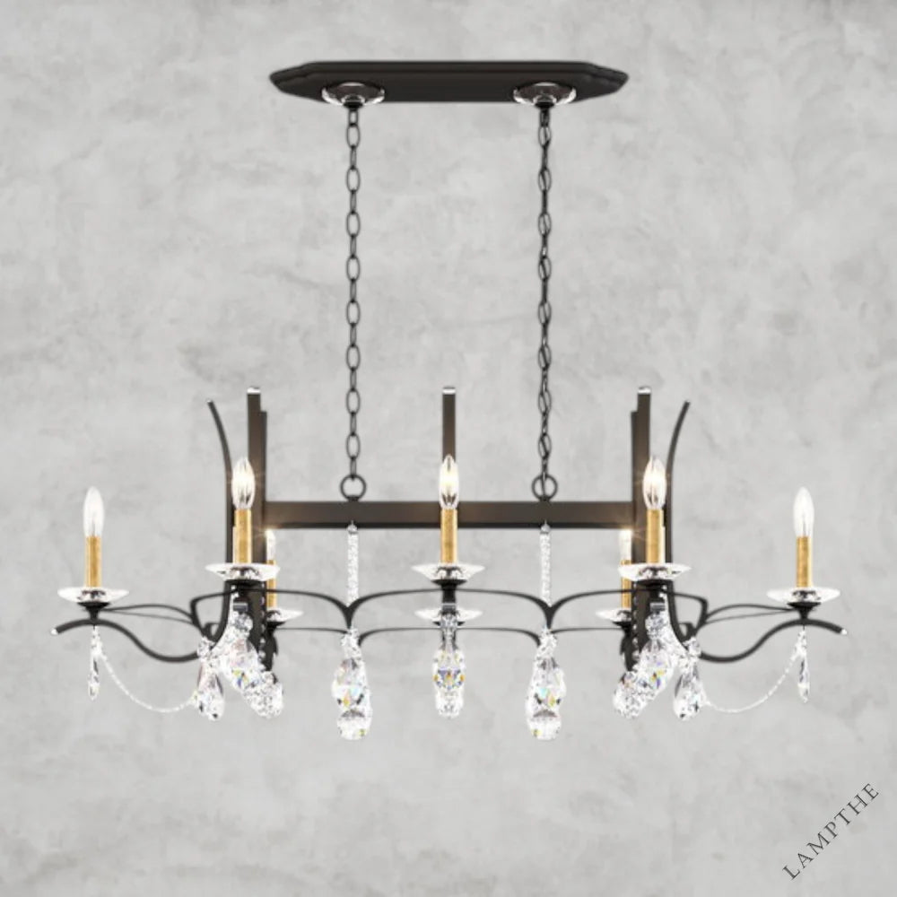 Black / Clear Heritage Crystal Vesca Long Chandelier 46"