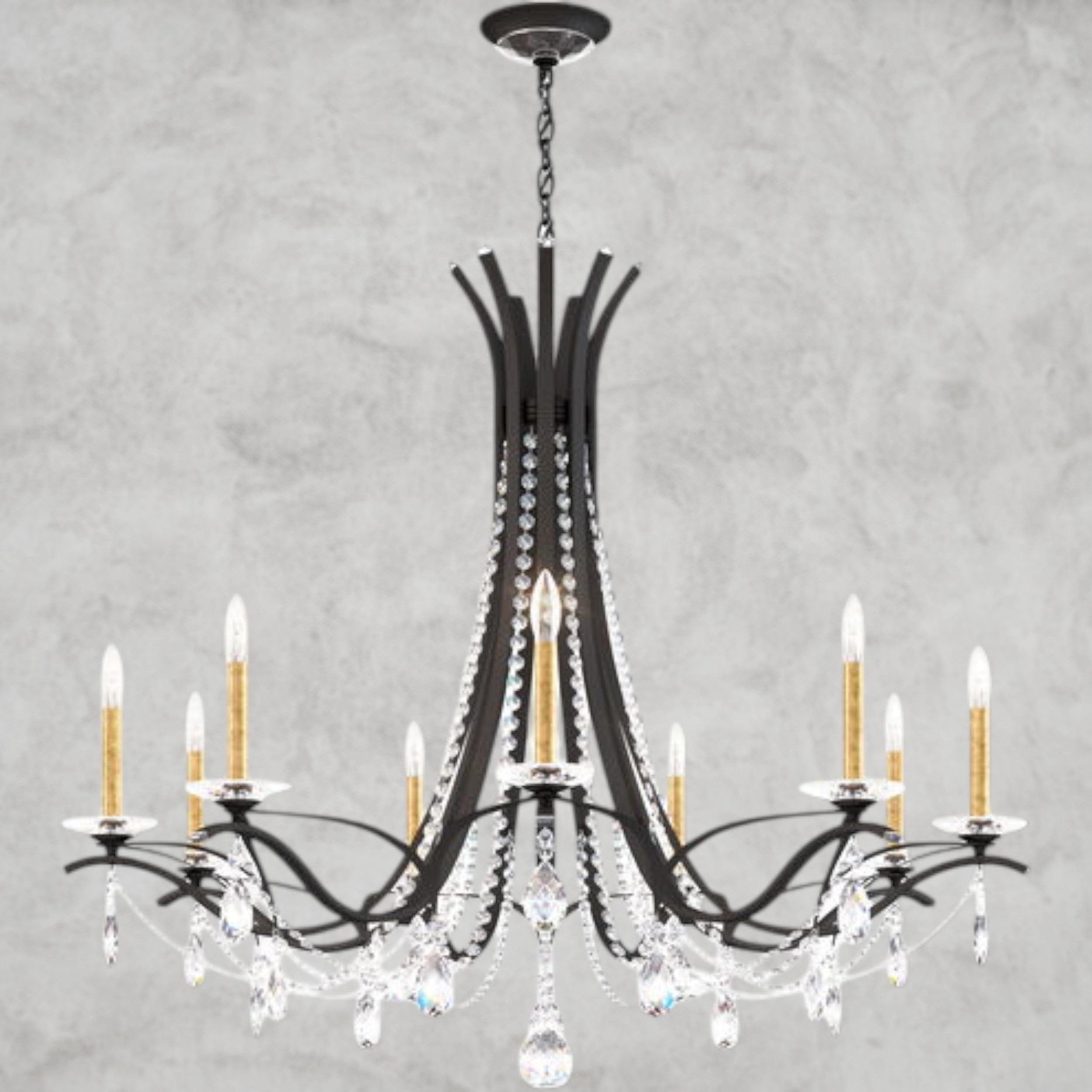 Black / Clear Heritage Crystal Vesca Round Chandelier 45"