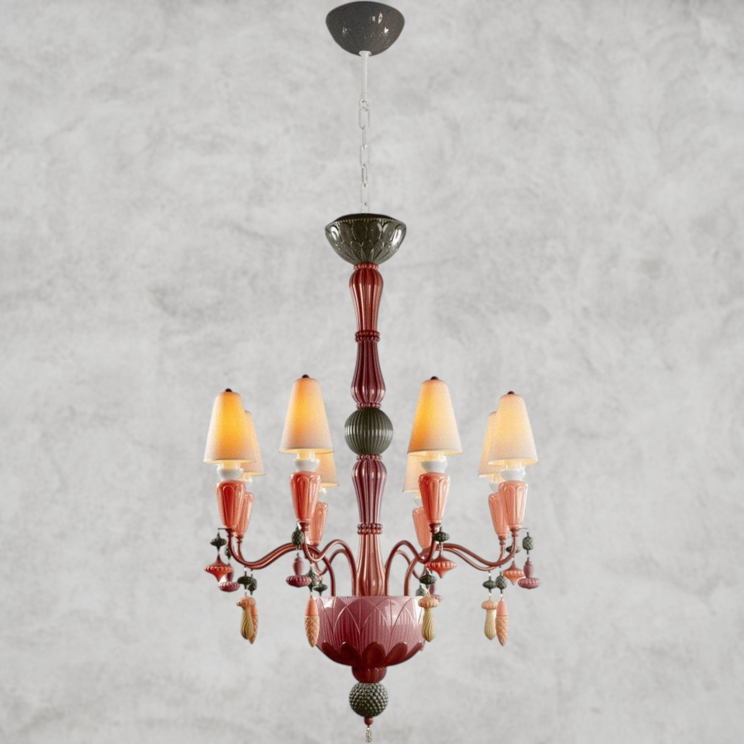 Red Coral Vintage Nexora 8-Lights Chandelier
