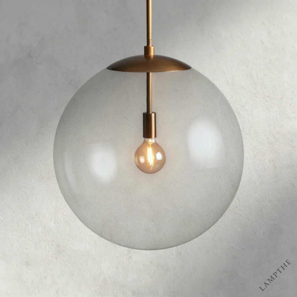Brass / Clear Wescott XL Globe Pendant with Rod