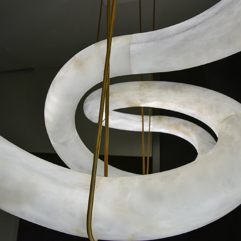 Alabaster Unique Curved Ethereal Alabaster Chandelier