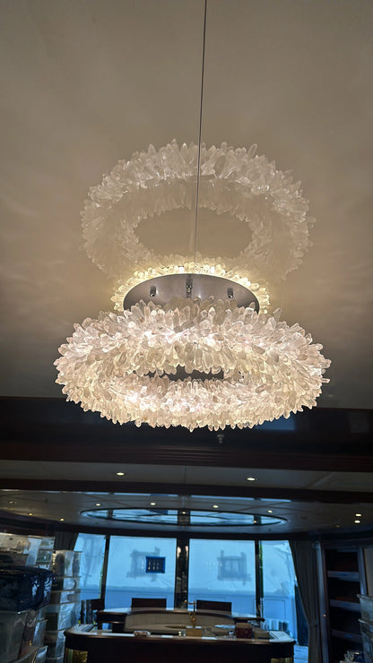 Kandice Round Rock Crystal Chandelier 24", 32", 40", 47"