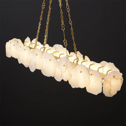 Noah Alabaster Modern Snowflake Linear Chandelier with Chain chandelier Kevinstudiolives