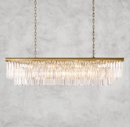 59" / Brass 1920S Odeon Rectangular Chandelier 40", 49", 59"