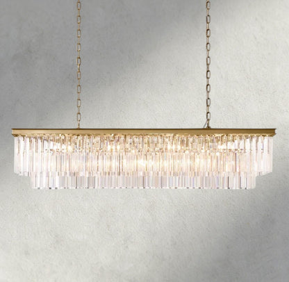 59" / Brass 1920S Odeon Rectangular Chandelier 40", 49", 59"
