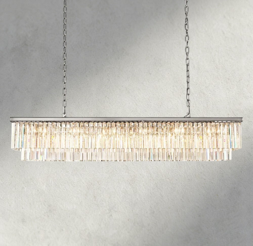 70" / Nickel 1920S Odeon Rectangular Chandelier 40", 49", 59"