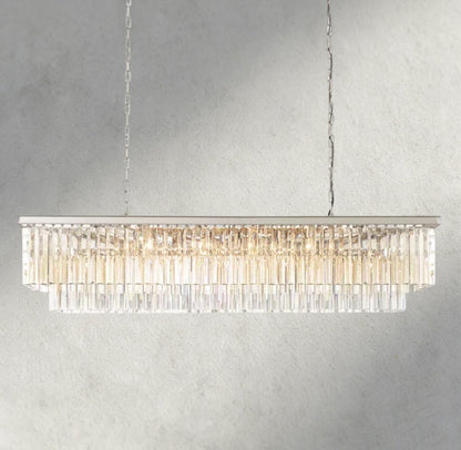 59" / Nickel 1920S Odeon Rectangular Chandelier 40", 49", 59"
