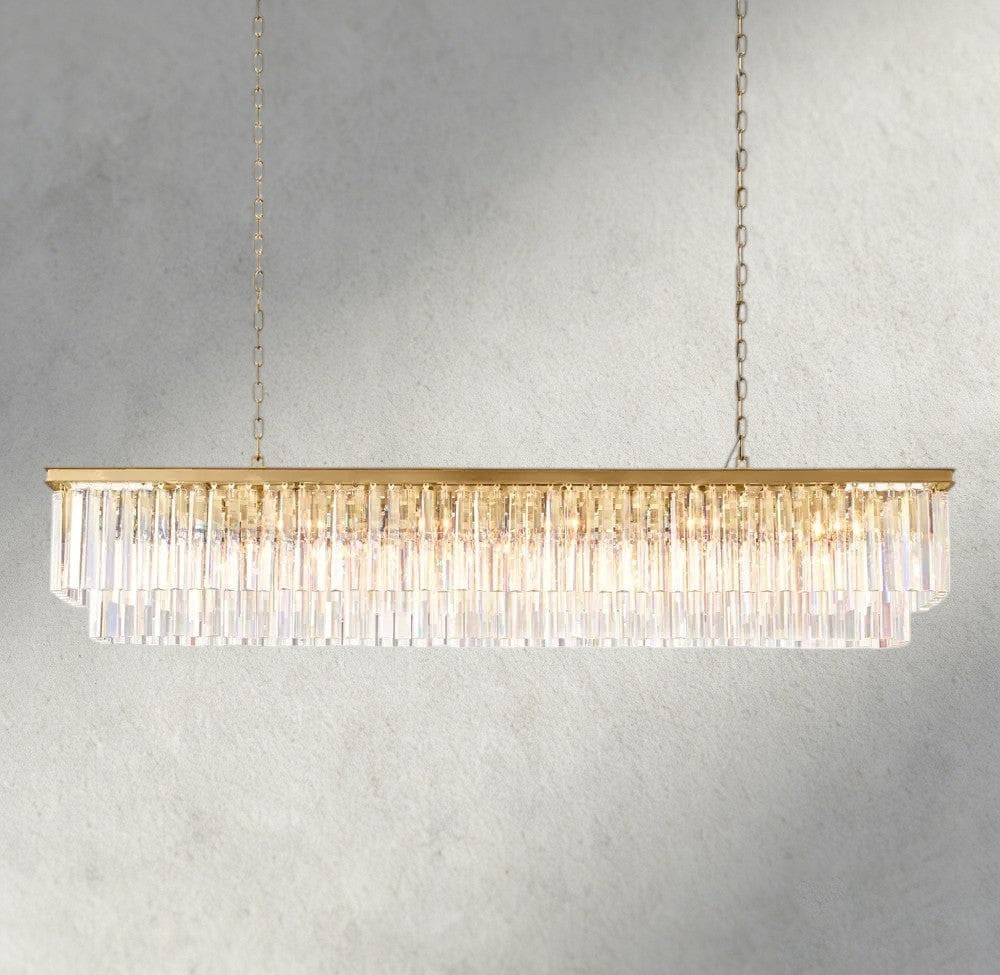 70" / Brass 1920S Odeon Rectangular Chandelier 40", 49", 59"