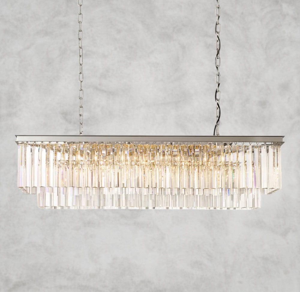49" / Nickel 1920S Odeon Rectangular Chandelier 40", 49", 59"