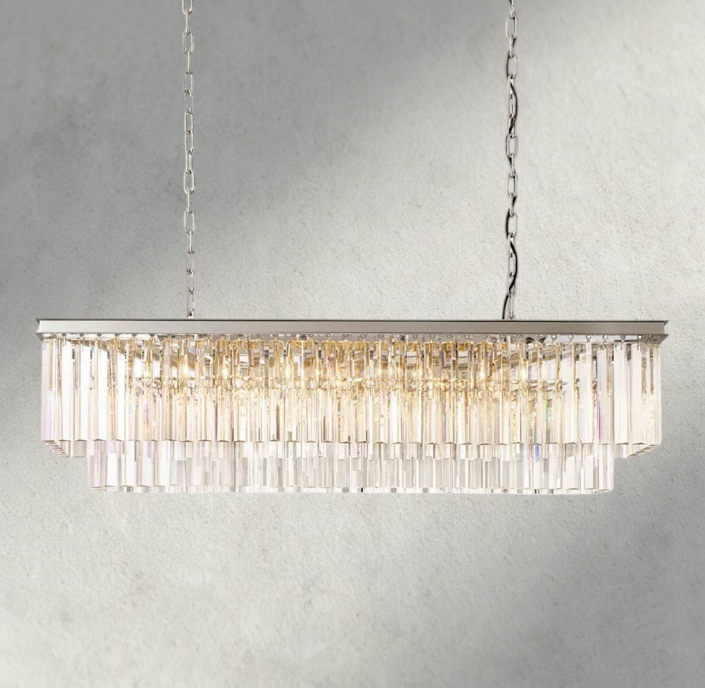 49" / Nickel 1920S Odeon Rectangular Chandelier 40", 49", 59"