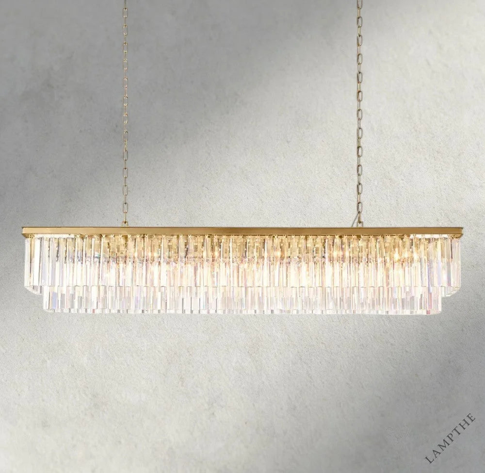 70" / Brass 1920S Odeon Rectangular Chandelier 40", 49", 59"
