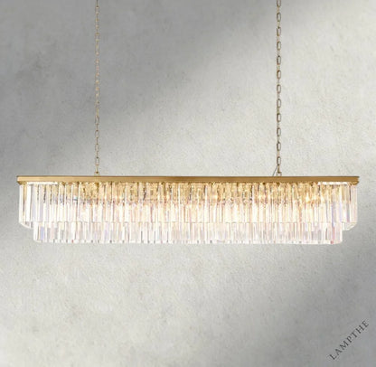 70" / Brass 1920S Odeon Rectangular Chandelier 40", 49", 59"