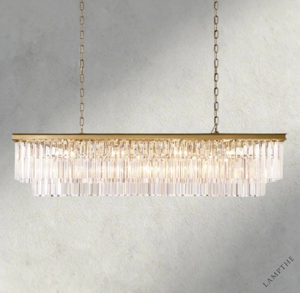 59" / Brass 1920S Odeon Rectangular Chandelier 40", 49", 59"