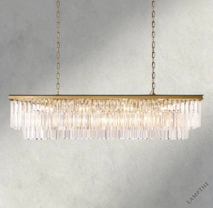 59" / Brass 1920S Odeon Rectangular Chandelier 40", 49", 59"
