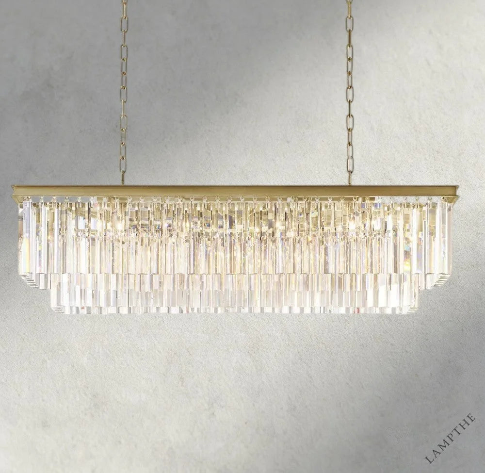 49" / Brass 1920S Odeon Rectangular Chandelier 40", 49", 59"