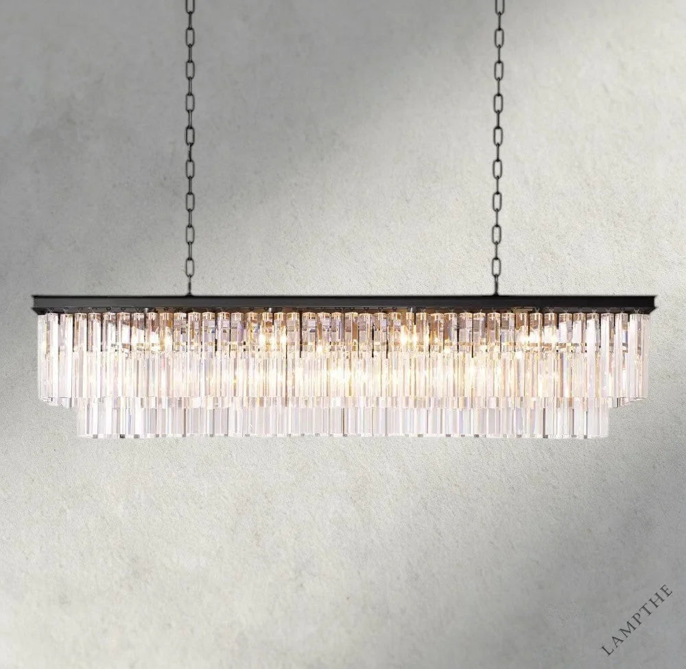 59" / Bronze 1920S Odeon Rectangular Chandelier 40", 49", 59"