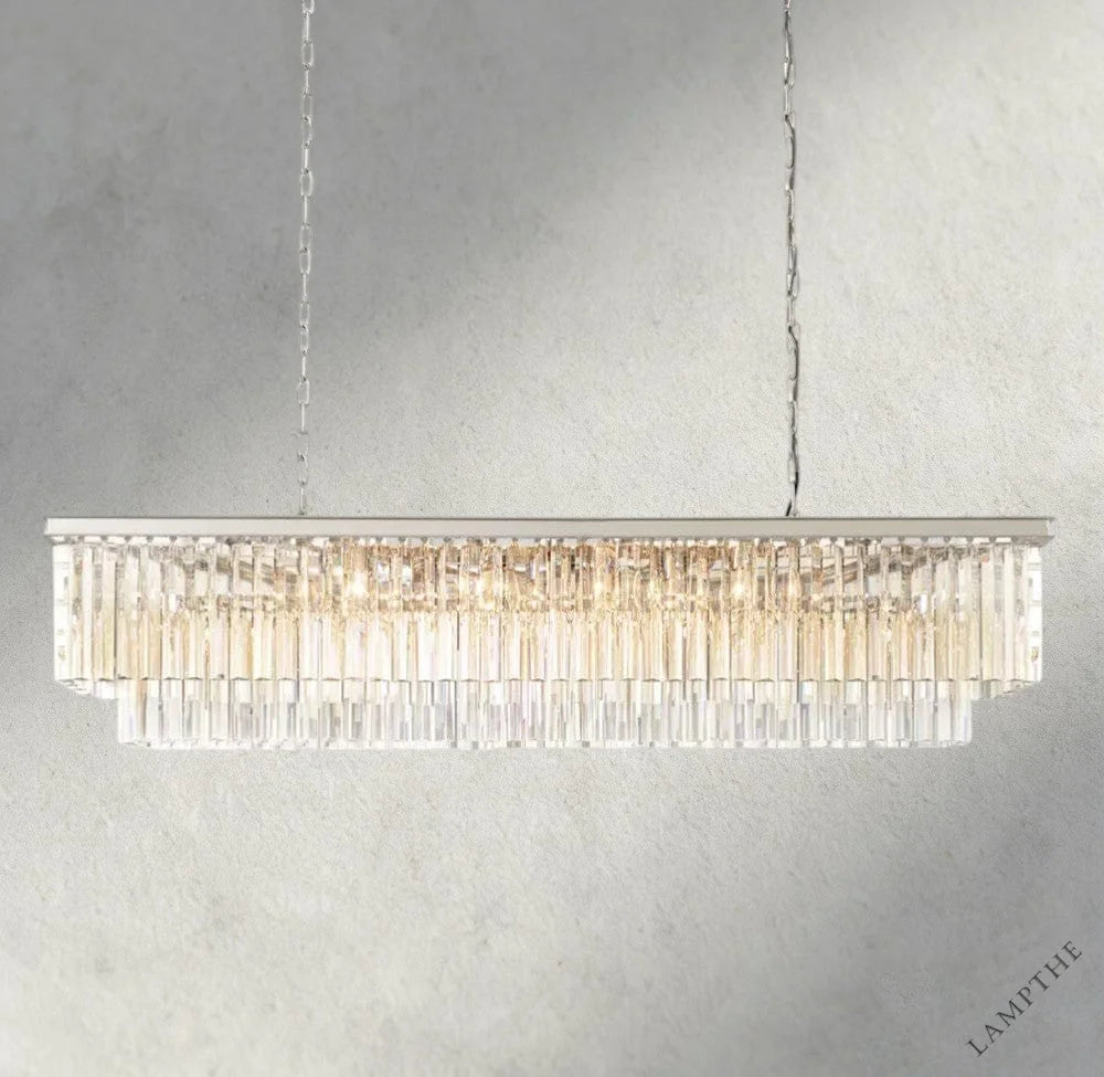 59" / Nickel 1920S Odeon Rectangular Chandelier 40", 49", 59"