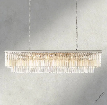 59" / Nickel 1920S Odeon Rectangular Chandelier 40", 49", 59"