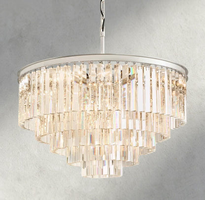 32" / Nickel 1920s Odeon Round Chandelier 20", 32", 44"