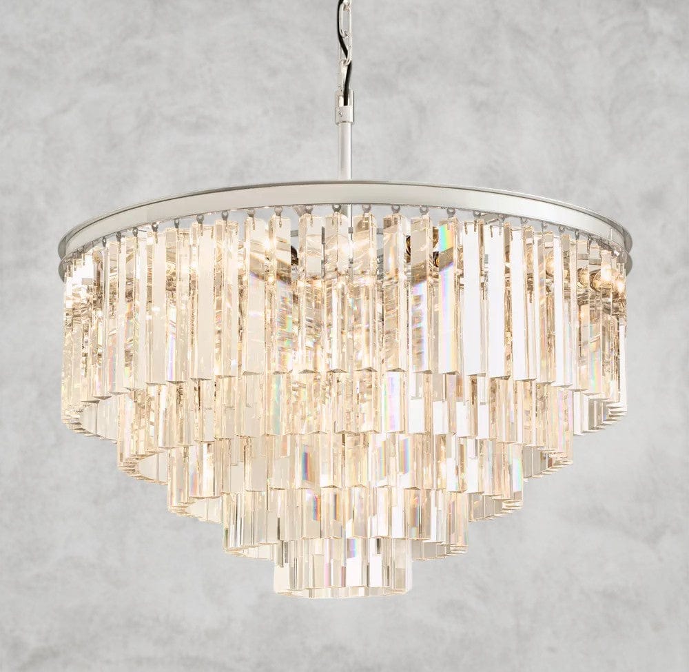 32" / Nickel 1920s Odeon Round Chandelier 20", 32", 44"
