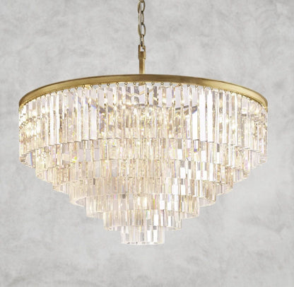 44" / Brass 1920s Odeon Round Chandelier 20", 32", 44"