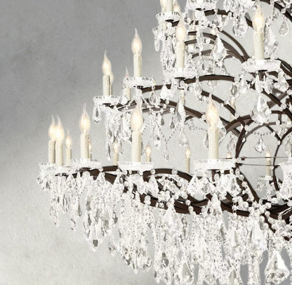 19th C. Rococo Iron & Crystal Round Chandelier 18", 28", 33", 40", 60", 101"