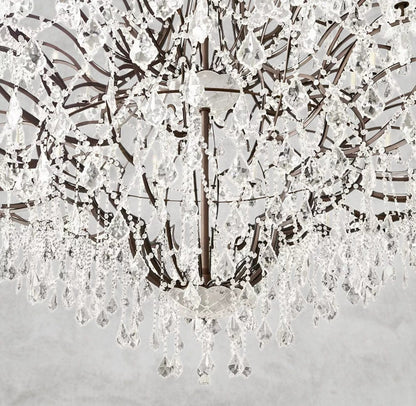 19th C. Rococo Iron & Crystal Round Chandelier 18", 28", 33", 40", 60", 101"