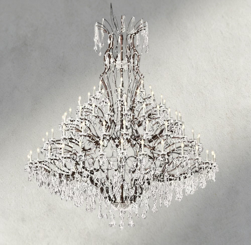 101" / Bronze/ Clear Crystal 19th C. Rococo Iron & Crystal Round Chandelier 18", 28", 33", 40", 60", 101"