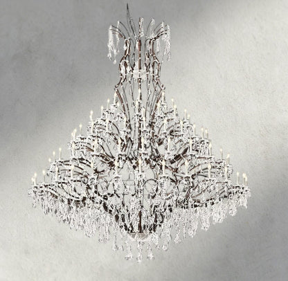 101" / Bronze/ Clear Crystal 19th C. Rococo Iron & Crystal Round Chandelier 18", 28", 33", 40", 60", 101"