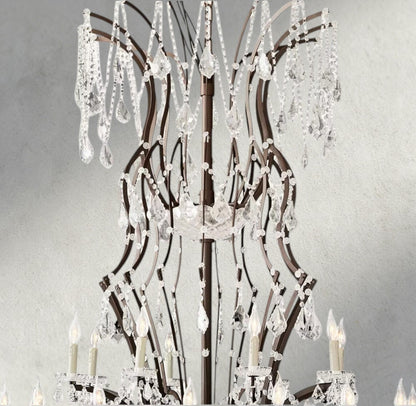 19th C. Rococo Iron & Crystal Round Chandelier 18", 28", 33", 40", 60", 101"