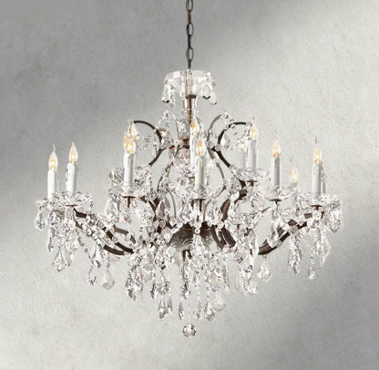 33" / Bronze/ Clear Crystal 19th C. Rococo Iron & Crystal Round Chandelier 18", 28", 33", 40", 60", 101"