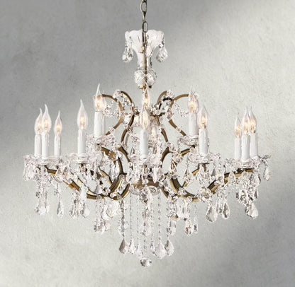33" / Brass/Clear Crystal 19th C. Rococo Iron & Crystal Round Chandelier 18", 28", 33", 40", 60", 101"