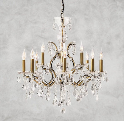 28" / Brass/Clear Crystal 19th C. Rococo Iron & Crystal Round Chandelier 18", 28", 33", 40", 60", 101"