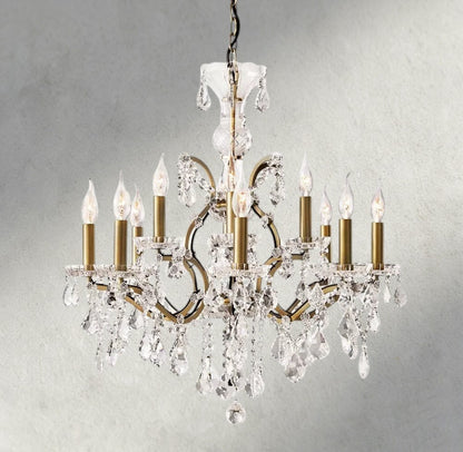 28" / Brass/Clear Crystal 19th C. Rococo Iron & Crystal Round Chandelier 18", 28", 33", 40", 60", 101"