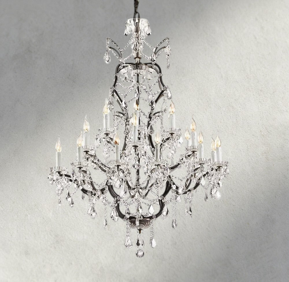 40" / Bronze/ Clear Crystal 19th C. Rococo Iron & Crystal Round Chandelier 18", 28", 33", 40", 60", 101"