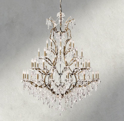 60" / Brass/Clear Crystal 19th C. Rococo Iron & Crystal Round Chandelier 18", 28", 33", 40", 60", 101"