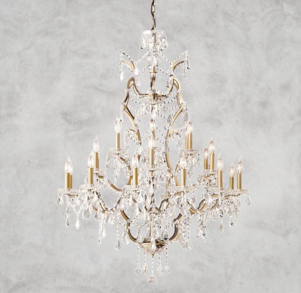 40" / Brass/Clear Crystal 19th C. Rococo Iron & Crystal Round Chandelier 18", 28", 33", 40", 60", 101"