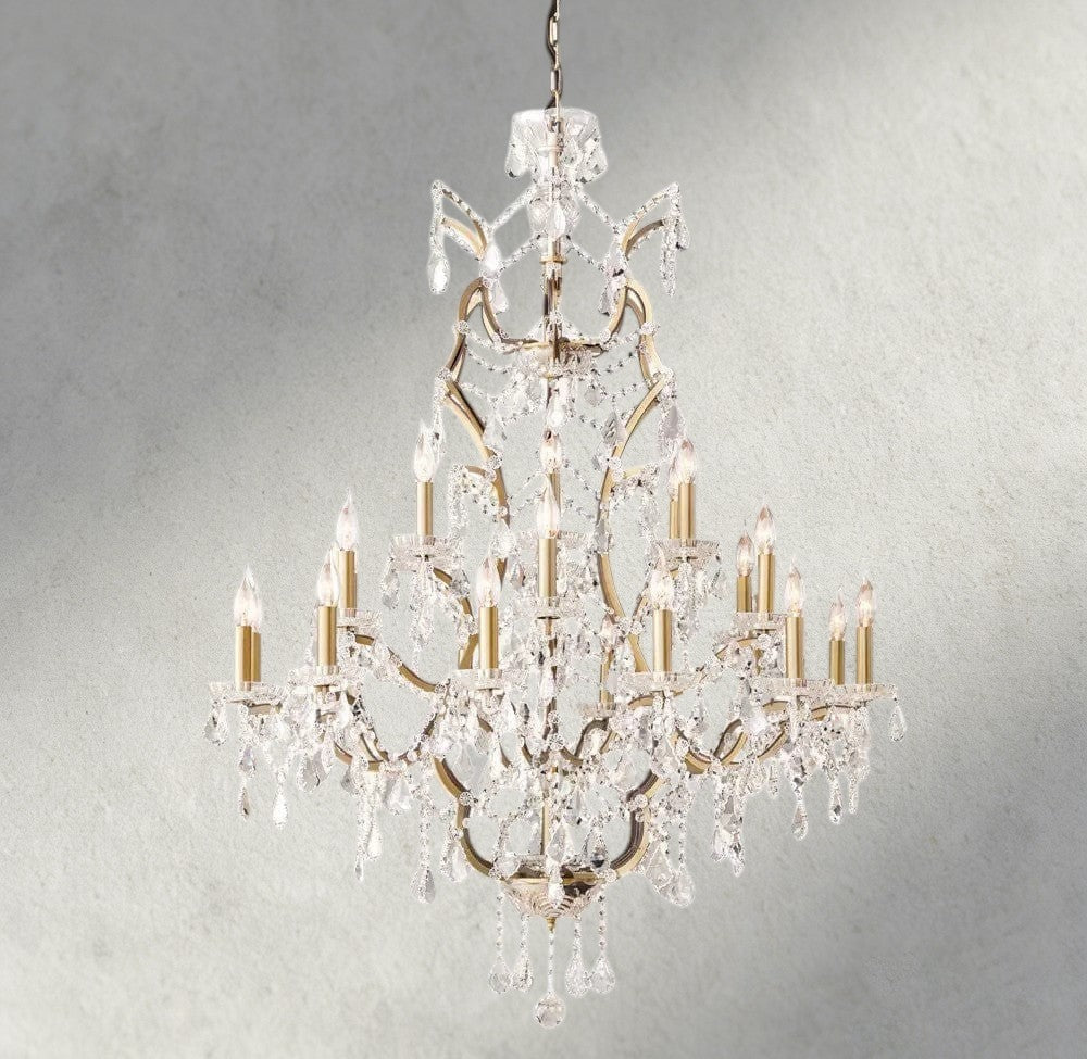 40" / Brass/Clear Crystal 19th C. Rococo Iron & Crystal Round Chandelier 18", 28", 33", 40", 60", 101"