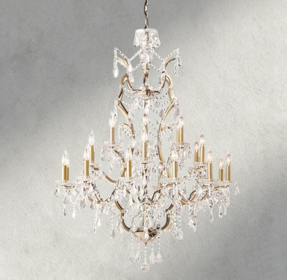 40" / Brass/Clear Crystal 19th C. Rococo Iron & Crystal Round Chandelier 18", 28", 33", 40", 60", 101"