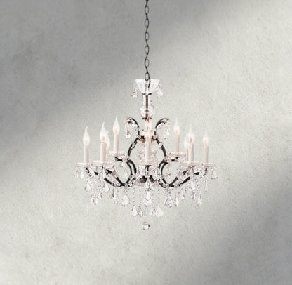 28" / Bronze/ Clear Crystal 19th C. Rococo Iron & Crystal Round Chandelier 18", 28", 33", 40", 60", 101"
