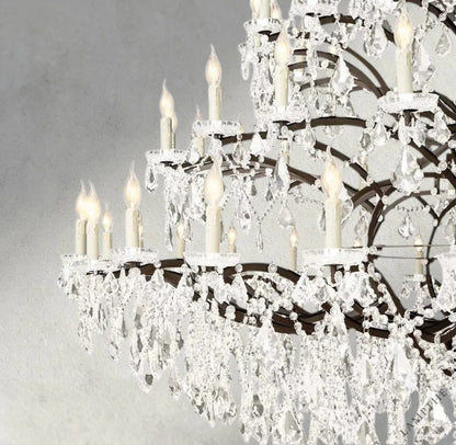 19th C. Rococo Iron & Crystal Round Chandelier 18", 28", 33", 40", 60", 101"
