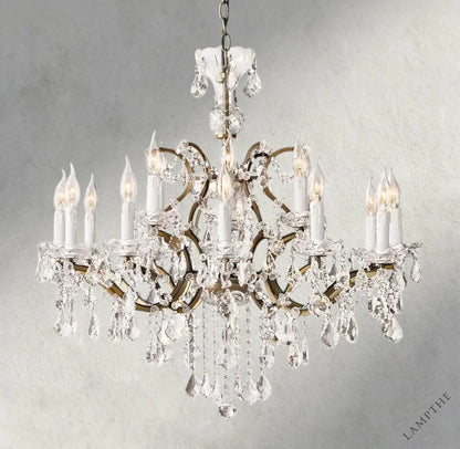 33" / Brass/Clear Crystal 19th C. Rococo Iron & Crystal Round Chandelier 18", 28", 33", 40", 60", 101"